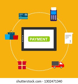 Modern flat design concept of Online Shopping for website and mobile website. Landing page template. Easy to edit and customize. Vector illustration