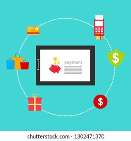 Modern flat design concept of Online Shopping for website and mobile website. Landing page template. Easy to edit and customize. Vector illustration