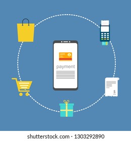Modern flat design concept of Online Shopping for website and mobile website. Landing page template. Easy to edit and customize. Vector illustration
