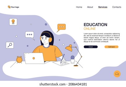 Modern flat design concept of online education for website and mobile website. Landing page template. Easy to edit and customize. Vector illustration