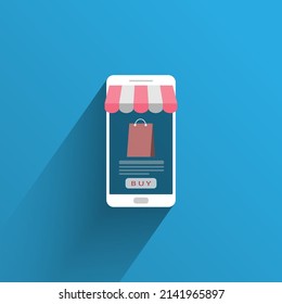 Modern flat design concept of online shopping with mobile website shopping.Vector illustration