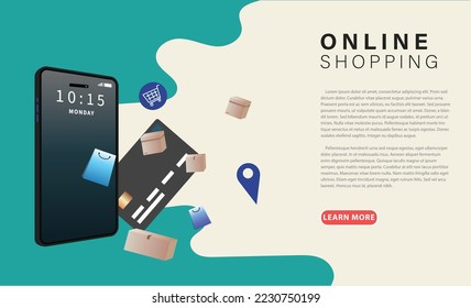 Moderno concepto plano de diseño de compras en línea con personajes decorados para pequeñas personas para el desarrollo de sitios web y sitios web móviles. diseño de interfaz de usuario. Plantilla de página de inicio. Ilustración vectorial.