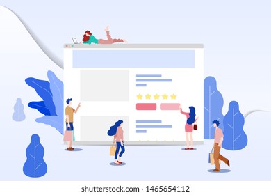 Modern flat design concept of people and Business Online Shopping for M-Commerce with decorated small people character. Landing page template for website and mobile website development UI, UX design.