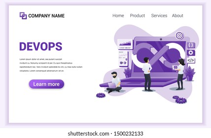 Modern Flat design concept of Programmers at work concept, software development with characters. Can use for web banner, business analysis, landing page, website template. Flat vector illustration