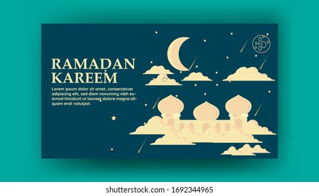 The modern flat design concept of Ramadan Kareem. Landing page template. Can be used for web banners