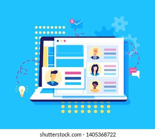 Modern flat design concept of recruiting. Website header of landing page template. Employer, businessman resources, hr job presentation. Vector illustration