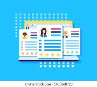 Modern flat design concept of recruiting. Website header of landing page template. Employer, businessman resources, hr job presentation. Vector illustration