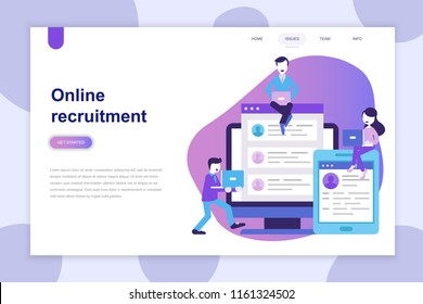 Modern flat design concept of Recruitment for website and mobile website. Landing page template. Can use for web banner, infographics, hero images. Vector illustration.