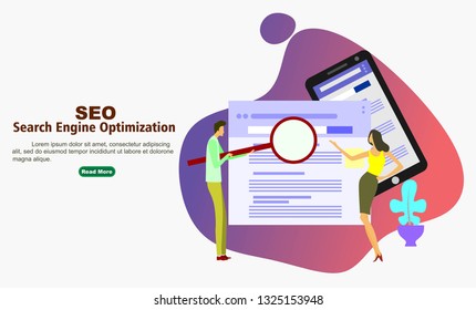 Modern flat design concept of SEO Search Engine Optimization for website and mobile website. Landing page template. Edit analyze code. Vector illustration - Vector