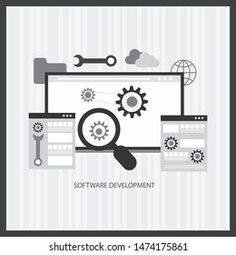 Modern flat design concept of Software Development for website and mobile website development. Landing page template