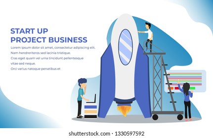 Modern flat design concept of Startup your project Vector Illustration, Suitable Forlanding page, template, ui, web, mobile app, poster, banner, flyer,kids cover Book, social media, Card Invitation,