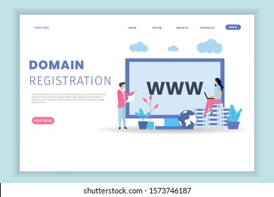 modern flat design concept template Domain name registration with characters