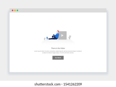 Modern flat design concept of there is no video for website and mobile website. empty states page template