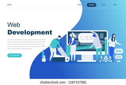 Modern flat design concept of Web Development for website and mobile website development. Landing page template. Developer coding software and programming web site. Vector illustration.