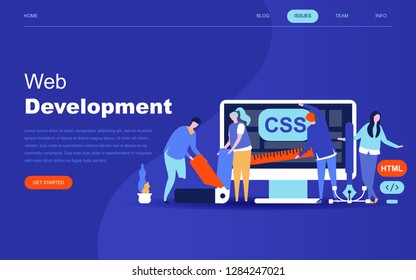 Modern flat design concept of Web Development for website and mobile website development. Landing page template. Developer coding software and programming web site. Vector illustration.