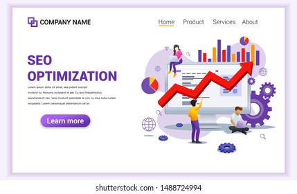 Modern flat design concept of web SEO Analysis with characters. Can use for banner, business seo optimization, content strategy, mobile app, landing page, web design template. Flat vector illustration