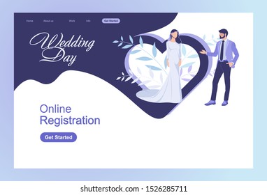 Modern flat design concept web banners Wedding Agency. Website. Flat Art Vector illustration