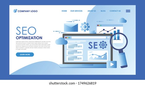 Modern flat design concept of Web Seo optimization web template.