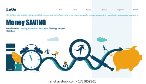 Modern flat design concept website or app page. Financial services, banking, strategic planning, development, business solutions, consulting, market research, teamwork, data analyse, support, security