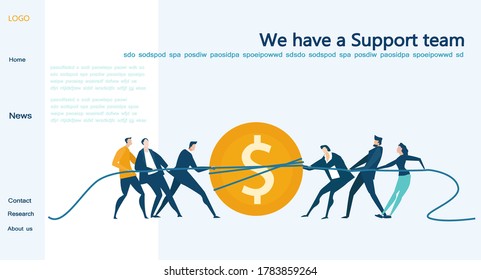 Modern flat design concept website or app page. Financial services, banking, strategic planning, development, business solutions, consulting, market research, teamwork, data analyse, support, security