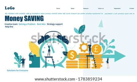 Modern flat design concept website or app page. Financial services, banking, strategic planning, development, business solutions, consulting, market research, teamwork, data analyse, support, security