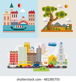 Ilustración conceptual de diseño plano moderno.
