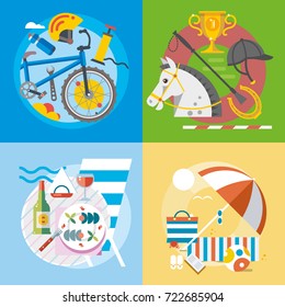 Modern flat design conceptual illustration. Fun, travel and vacation