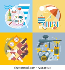 Modern flat design conceptual illustration. Fun, travel and vacation