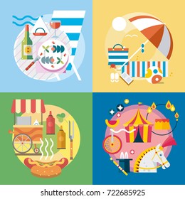 Modern flat design conceptual illustration. Fun, travel and vacation