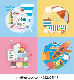 Modern flat design conceptual illustration. Fun, travel and vacation