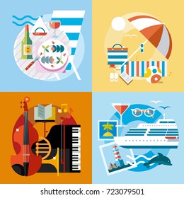 Modern flat design conceptual illustration. Fun, Travel and Vacation