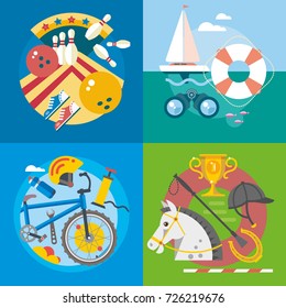 Modern flat design conceptual illustration. Fun, travel and vacation