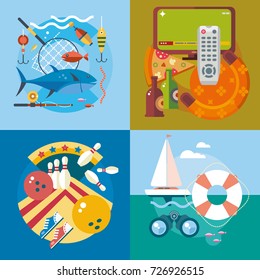 Modern flat design conceptual illustration. Fun, travel and vacation