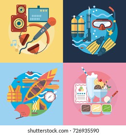 Modern flat design conceptual illustration. Fun, travel and vacation