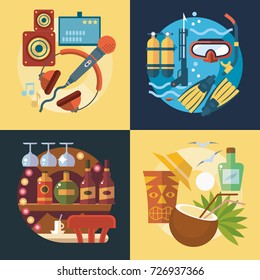 Modern flat design conceptual illustration. Fun, travel and vacation