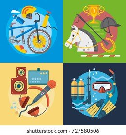 Modern flat design conceptual illustration. Fun, travel and vacation
