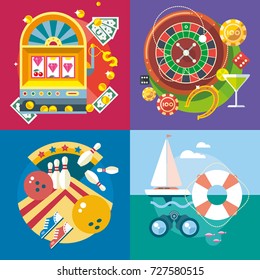 Modern flat design conceptual illustration. Fun, travel and vacation