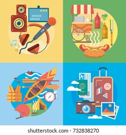 Modern flat design conceptual illustration. Fun, Travel and Vacation