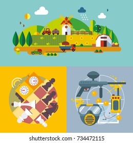 Modern flat design conceptual illustration. Fun, travel, vacation and landmarks
