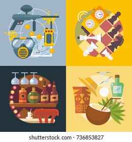 Modern flat design conceptual illustration. Fun, travel and vacation