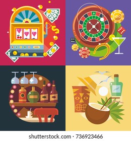 Modern flat design conceptual illustration. Fun, travel and vacation