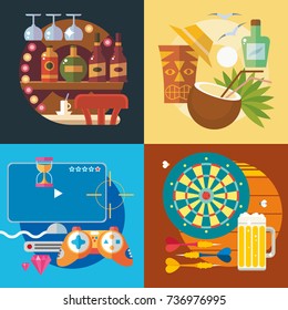 Modern flat design conceptual illustration. Fun, travel and vacation
