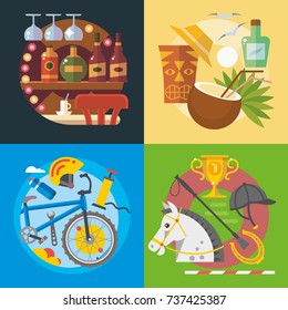 Modern flat design conceptual illustration. Fun, travel and vacation