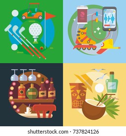 Modern flat design conceptual illustration. Fun, travel and vacation