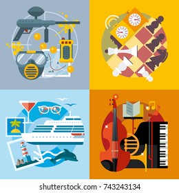 Modern flat design conceptual illustration. Travel, fun and vacation.