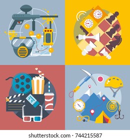 Modern flat design conceptual illustration. Travel, fun and vacation.
