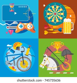 Modern flat design conceptual illustration. Sport, fun and vacation.