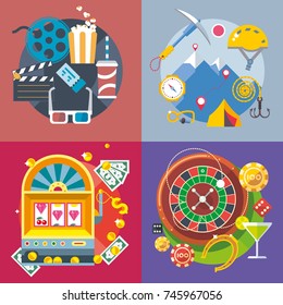 Modern flat design conceptual illustration. Fun, travel and vacation
