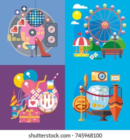 Modern flat design conceptual illustration. Fun, and vacation