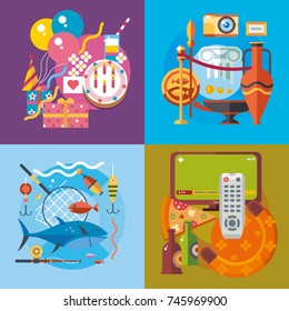 Modern flat design conceptual illustration. Fun, travel and vacation